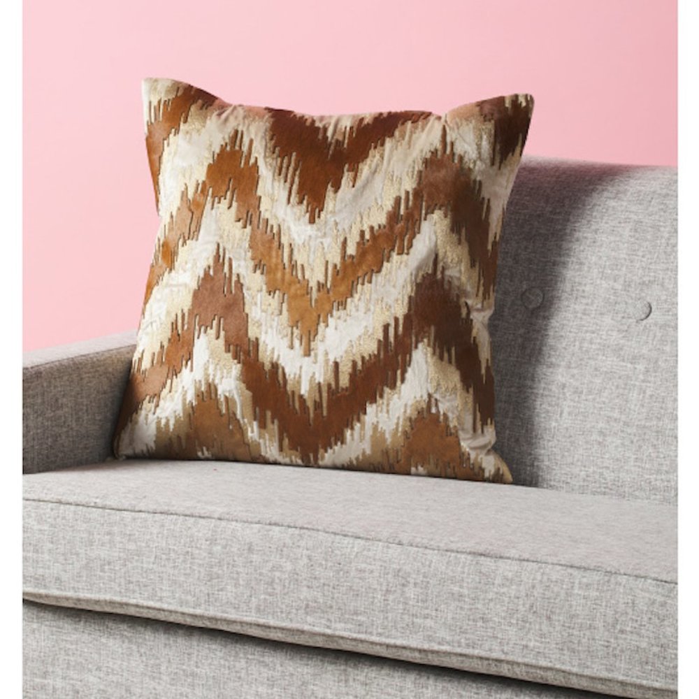Callisto Home Velvet And Hide Abstract Chevron Pillow